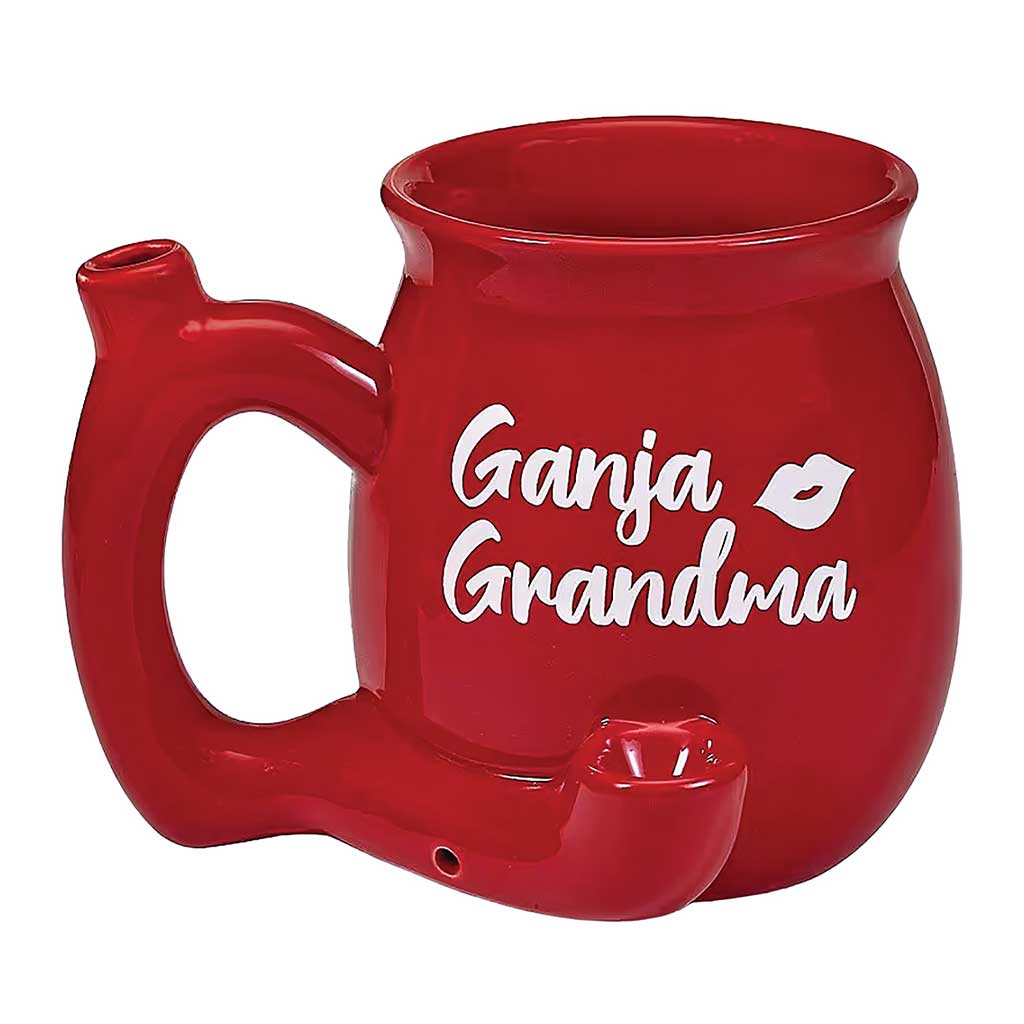 GANJA GRANDMA ON RED CHUBBY PREMIUM ROAST & TOAST PIPE MUG