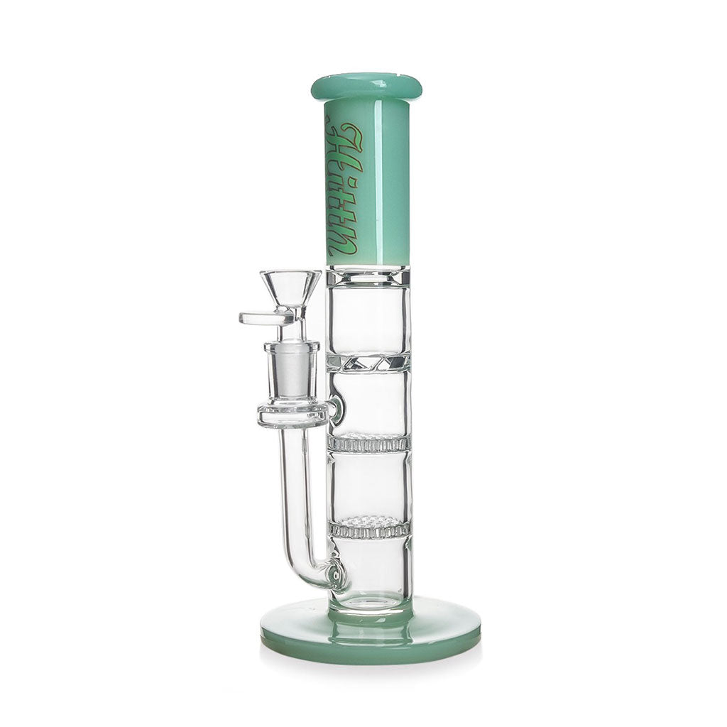 HITTN DOUBLE HONEYCOMB WITH TURBINE PERC STRAIGHT TUBE BONG