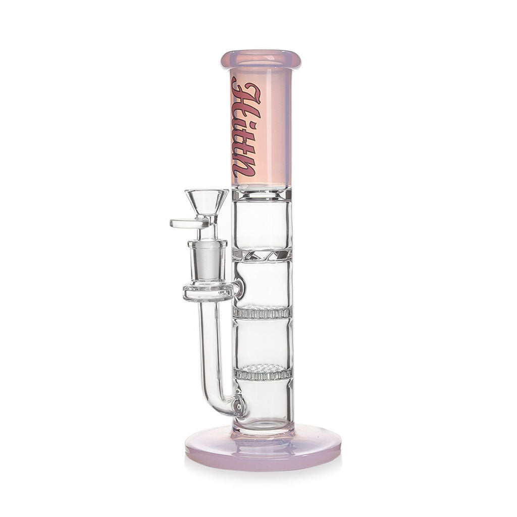 HITTN DOUBLE HONEYCOMB WITH TURBINE PERC STRAIGHT TUBE BONG