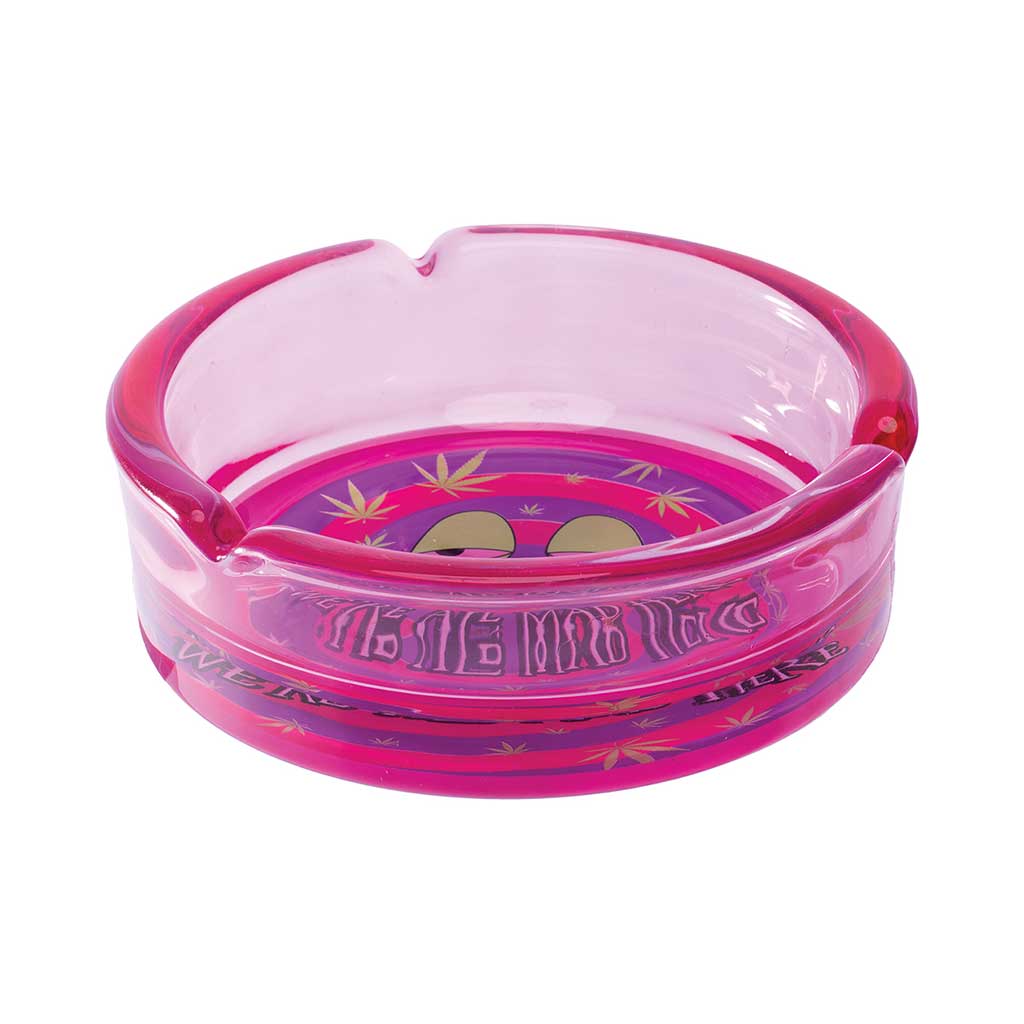 PURPLE WE'RE ALL MAD HERE GLASS ASHTRAY